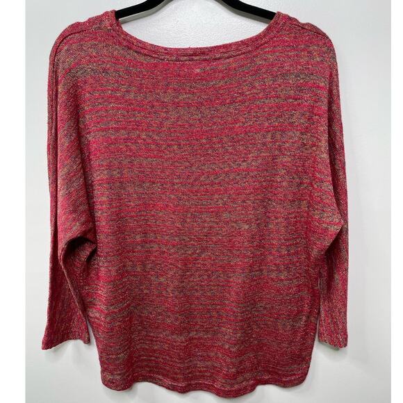 Dress Barn Knit Sweater Pullover Red Gold Plus Size 1X Sparkle Holiday Metallic - Picture 6 of 9